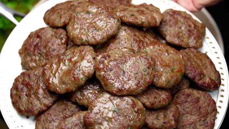 Meatball, rice pilaf, potato fries