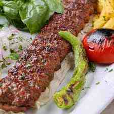 Adana Kebab, rice pilaf, potato fries